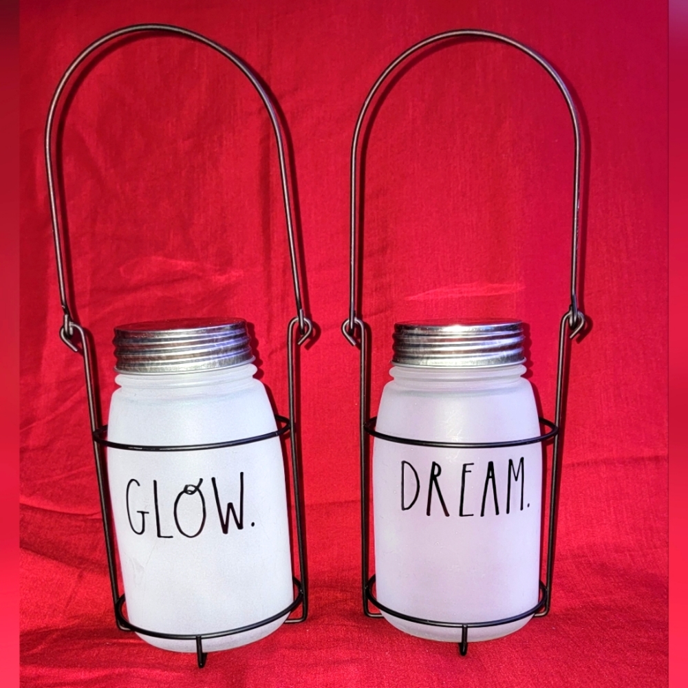 🌛🕯🌛🕯NWOT Rae Dunn Frosted Mason jar hanging metal Lanterns🕯🌛🕯🌛 - Picture 6 of 12